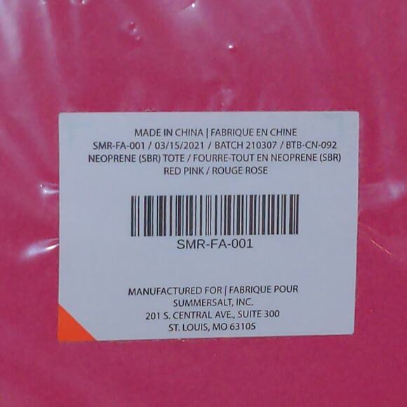 Summersalt x FabFitFun The Perfect Beach Tote Neoprene Red Pink - Picture 3 of 4